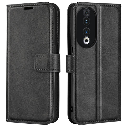 For Honor 90 Phone Shell Calf Texture Leather Cover Stand Wallet Square Magnetic Closure Case