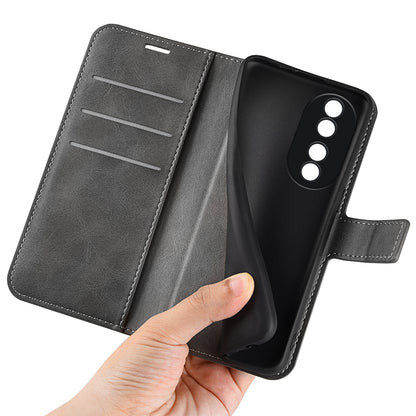 For Honor 90 Phone Shell Calf Texture Leather Cover Stand Wallet Square Magnetic Closure Case