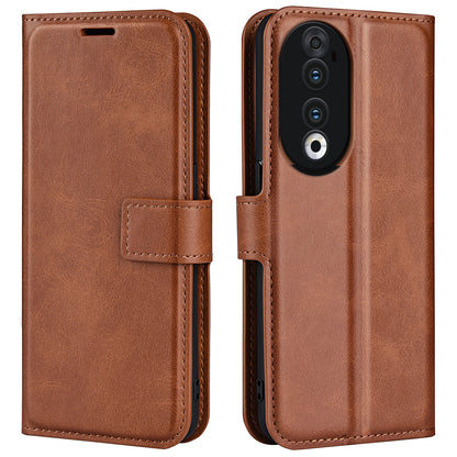 For Honor 90 Phone Shell Calf Texture Leather Cover Stand Wallet Square Magnetic Closure Case
