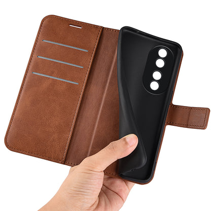 For Honor 90 Phone Shell Calf Texture Leather Cover Stand Wallet Square Magnetic Closure Case