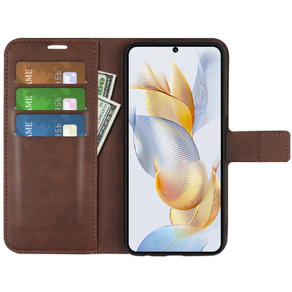 For Honor 90 Phone Shell Calf Texture Leather Cover Stand Wallet Square Magnetic Closure Case
