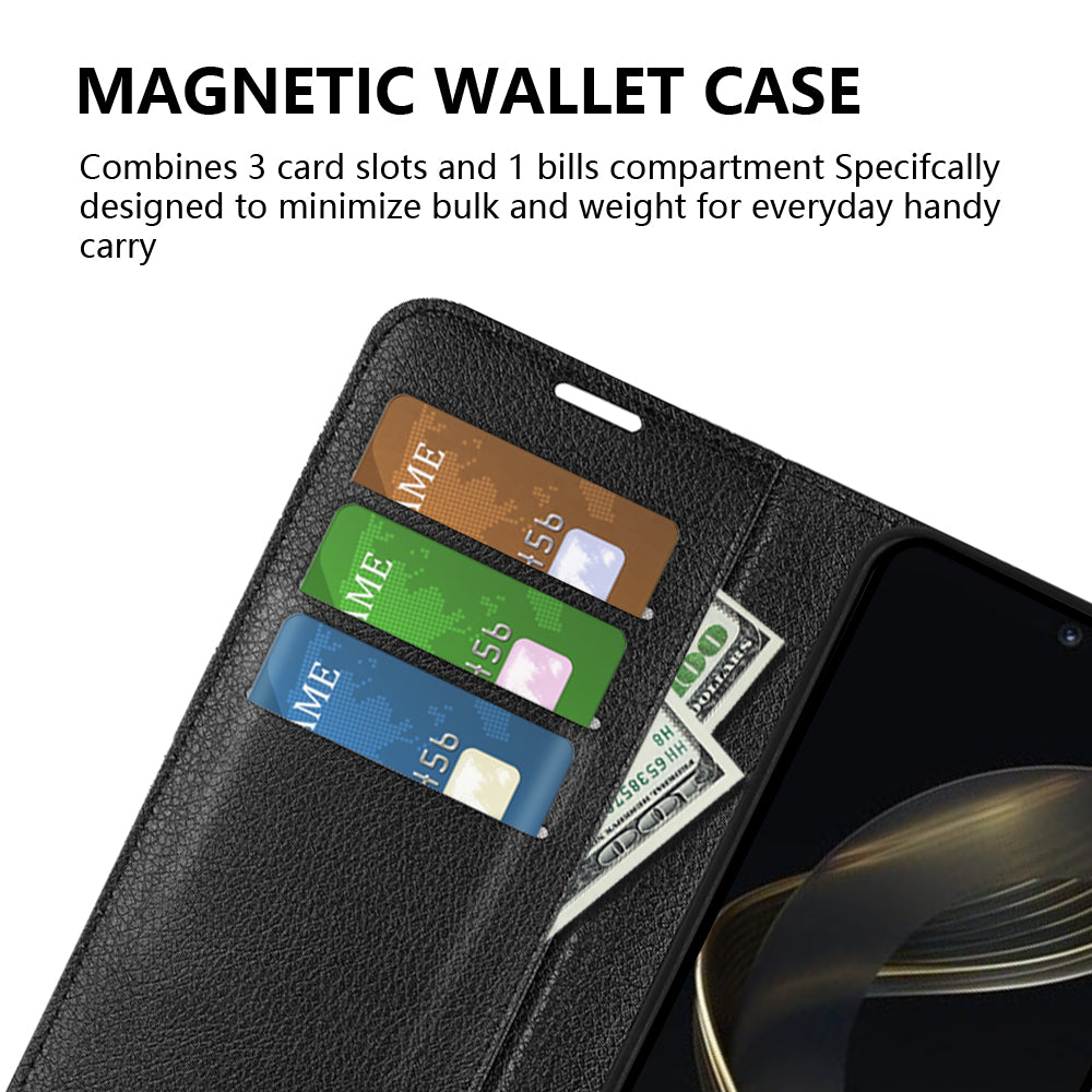 For Huawei nova 11 Wallet Cover Litchi Texture Anti-Scratch Shell Stand Mobile Phone PU Leather Case