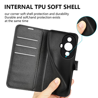 For Huawei nova 11 Wallet Cover Litchi Texture Anti-Scratch Shell Stand Mobile Phone PU Leather Case