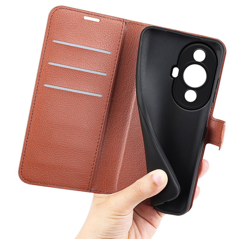 For Huawei nova 11 Wallet Cover Litchi Texture Anti-Scratch Shell Stand Mobile Phone PU Leather Case
