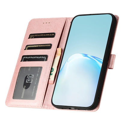 For Samsung Galaxy A04s 4G (164.7 x 76.7 x 9.1 mm) Stand Function Silk Texture PU Leather Wallet Cell Phone Case with Hand Strap