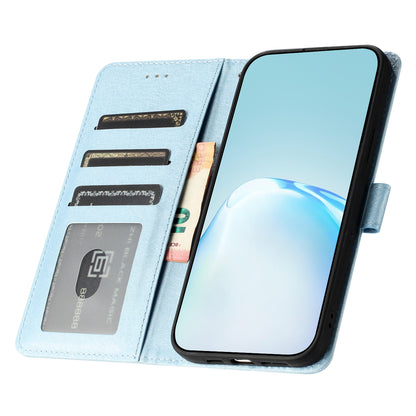 For Samsung Galaxy A04s 4G (164.7 x 76.7 x 9.1 mm) Stand Function Silk Texture PU Leather Wallet Cell Phone Case with Hand Strap