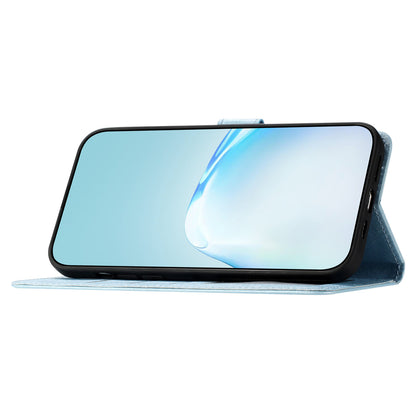 For Samsung Galaxy A04s 4G (164.7 x 76.7 x 9.1 mm) Stand Function Silk Texture PU Leather Wallet Cell Phone Case with Hand Strap