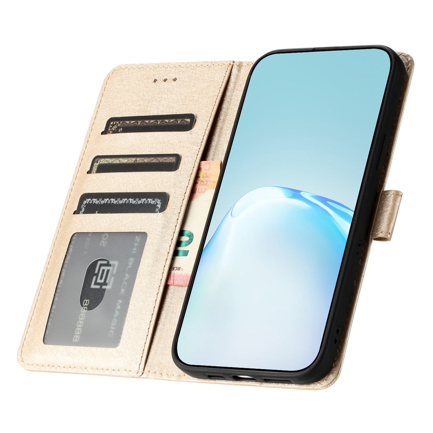 For Samsung Galaxy A04s 4G (164.7 x 76.7 x 9.1 mm) Stand Function Silk Texture PU Leather Wallet Cell Phone Case with Hand Strap