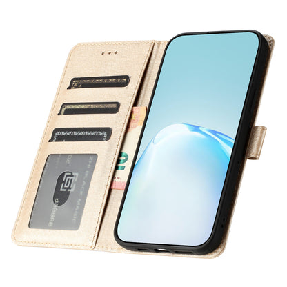 For Samsung Galaxy A04s 4G (164.7 x 76.7 x 9.1 mm) Stand Function Silk Texture PU Leather Wallet Cell Phone Case with Hand Strap