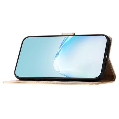 For Samsung Galaxy A04s 4G (164.7 x 76.7 x 9.1 mm) Stand Function Silk Texture PU Leather Wallet Cell Phone Case with Hand Strap