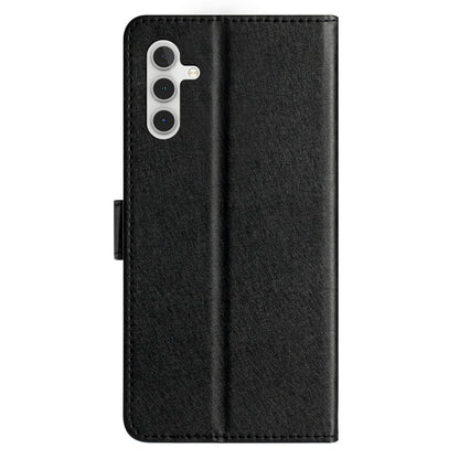 For Samsung Galaxy A04s 4G (164.7 x 76.7 x 9.1 mm) Stand Function Silk Texture PU Leather Wallet Cell Phone Case with Hand Strap