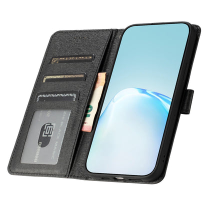 For Samsung Galaxy A04s 4G (164.7 x 76.7 x 9.1 mm) Stand Function Silk Texture PU Leather Wallet Cell Phone Case with Hand Strap