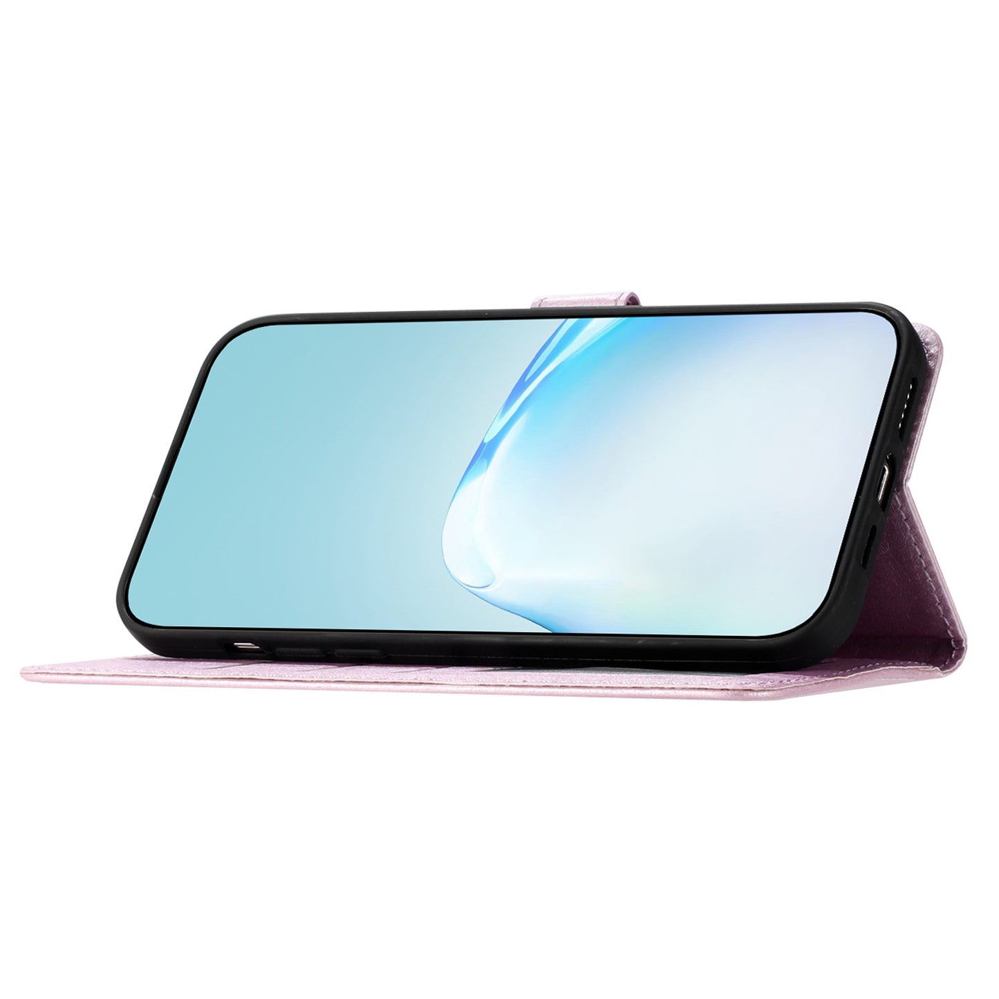 For Samsung Galaxy A04s 4G (164.7 x 76.7 x 9.1 mm) Stand Function Silk Texture PU Leather Wallet Cell Phone Case with Hand Strap