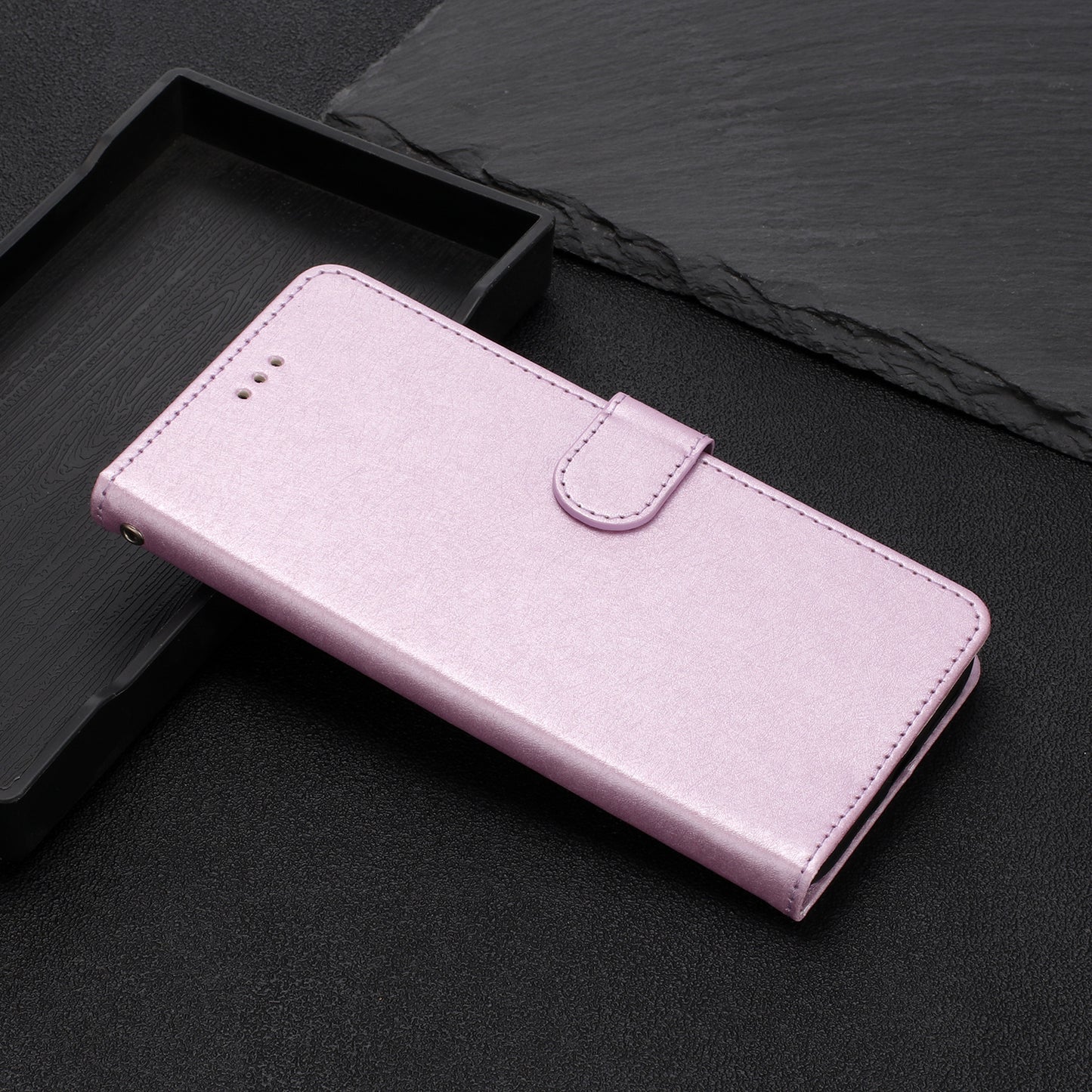 For Samsung Galaxy A04s 4G (164.7 x 76.7 x 9.1 mm) Stand Function Silk Texture PU Leather Wallet Cell Phone Case with Hand Strap
