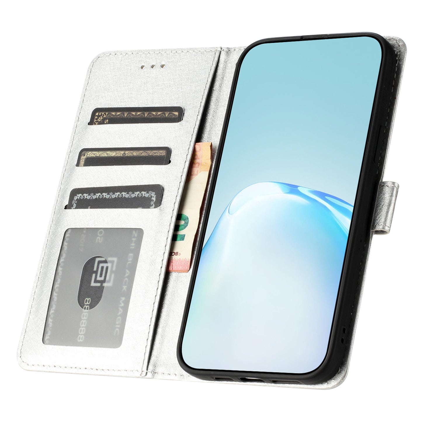 For Samsung Galaxy A04s 4G (164.7 x 76.7 x 9.1 mm) Stand Function Silk Texture PU Leather Wallet Cell Phone Case with Hand Strap