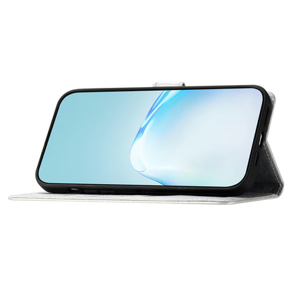 For Samsung Galaxy A04s 4G (164.7 x 76.7 x 9.1 mm) Stand Function Silk Texture PU Leather Wallet Cell Phone Case with Hand Strap