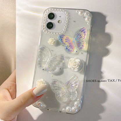 Protective Phone Cover for iPhone 12 mini , 3D Butterfly Flower Decor TPU Phone Back Case