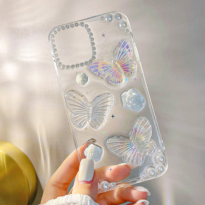 Protective Phone Cover for iPhone 12 mini , 3D Butterfly Flower Decor TPU Phone Back Case