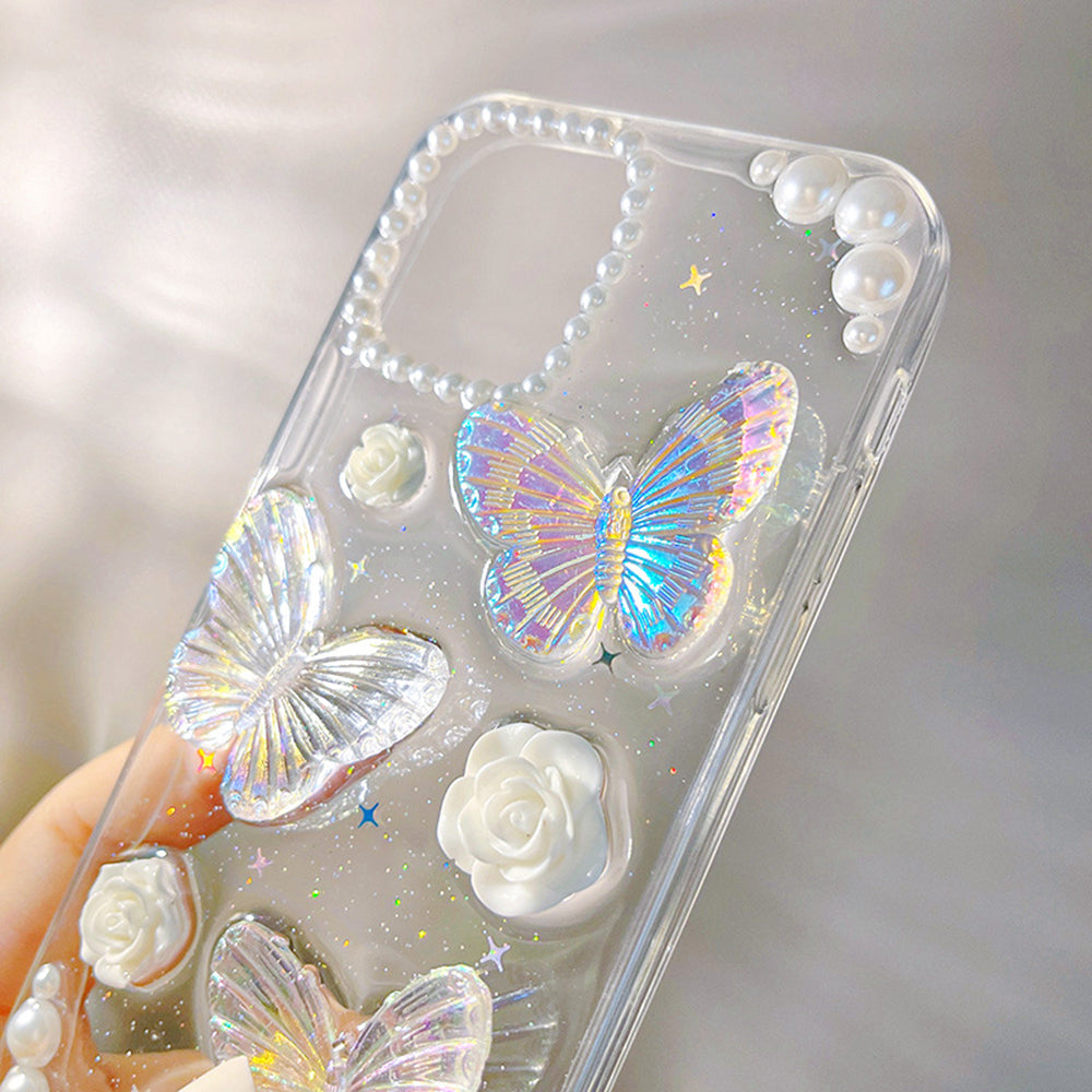 Protective Phone Cover for iPhone 12 mini , 3D Butterfly Flower Decor TPU Phone Back Case