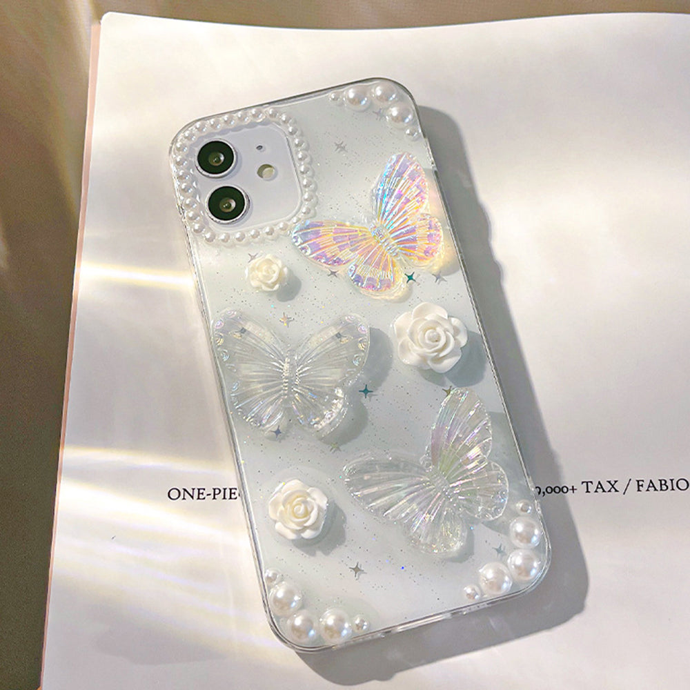 Protective Phone Cover for iPhone 12 mini , 3D Butterfly Flower Decor TPU Phone Back Case