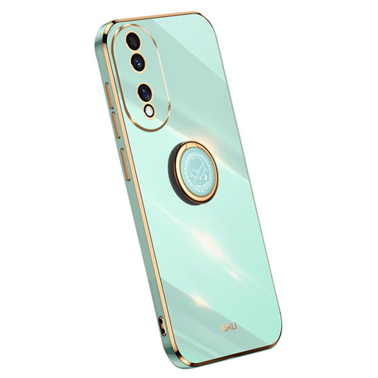 XINLI For Honor 90 Electroplated TPU Back Cover Anti-scratch Phone Case with Ring Kickstand