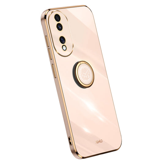 XINLI For Honor 90 Electroplated TPU Back Cover Anti-scratch Phone Case with Ring Kickstand