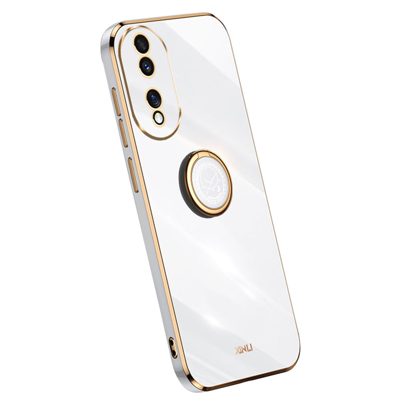 XINLI For Honor 90 Electroplated TPU Back Cover Anti-scratch Phone Case with Ring Kickstand