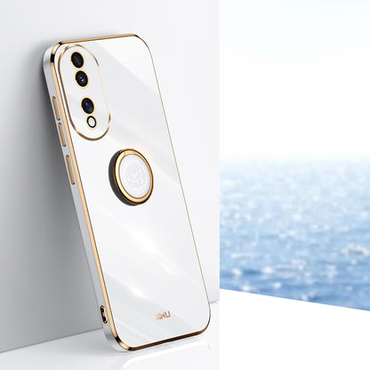 XINLI For Honor 90 Electroplated TPU Back Cover Anti-scratch Phone Case with Ring Kickstand