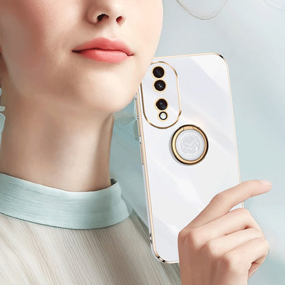 XINLI For Honor 90 Electroplated TPU Back Cover Anti-scratch Phone Case with Ring Kickstand