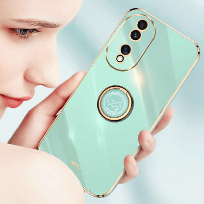 XINLI For Honor 90 Electroplated TPU Back Cover Anti-scratch Phone Case with Ring Kickstand