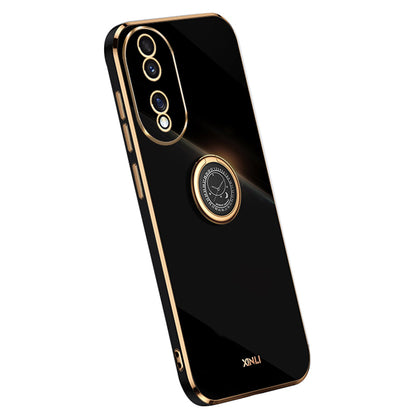 XINLI For Honor 90 Electroplated TPU Back Cover Anti-scratch Phone Case with Ring Kickstand
