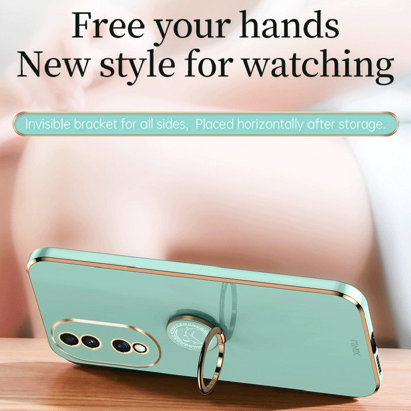 XINLI For Honor 90 Electroplated TPU Back Cover Anti-scratch Phone Case with Ring Kickstand