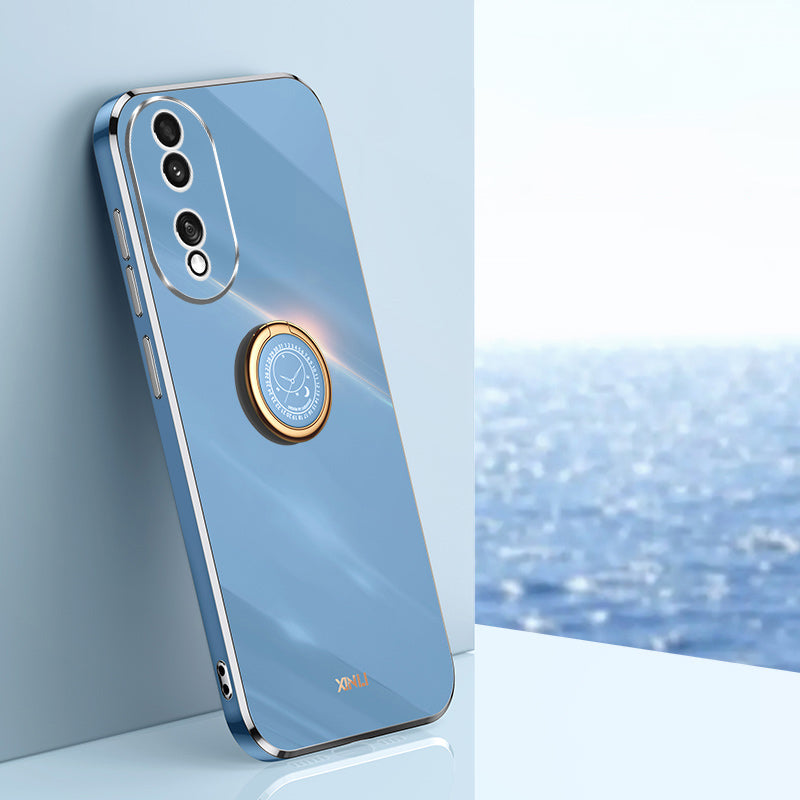 XINLI For Honor 90 Electroplated TPU Back Cover Anti-scratch Phone Case with Ring Kickstand