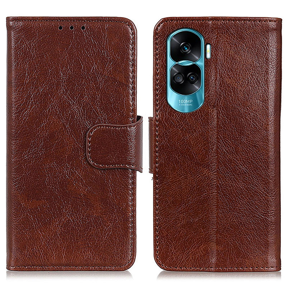 For Honor 90 Lite 5G / X50i 5G Fall Proof Nappa Texture Split Leather Wallet Case Phone Cover with Stand