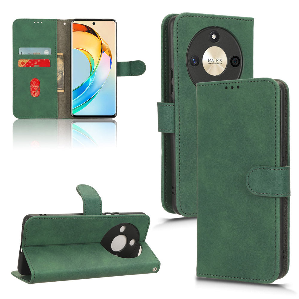 For Honor X50 Shockproof PU Leather Skin-touch Stand Case Wallet Anti-drop Inner TPU Phone Cover