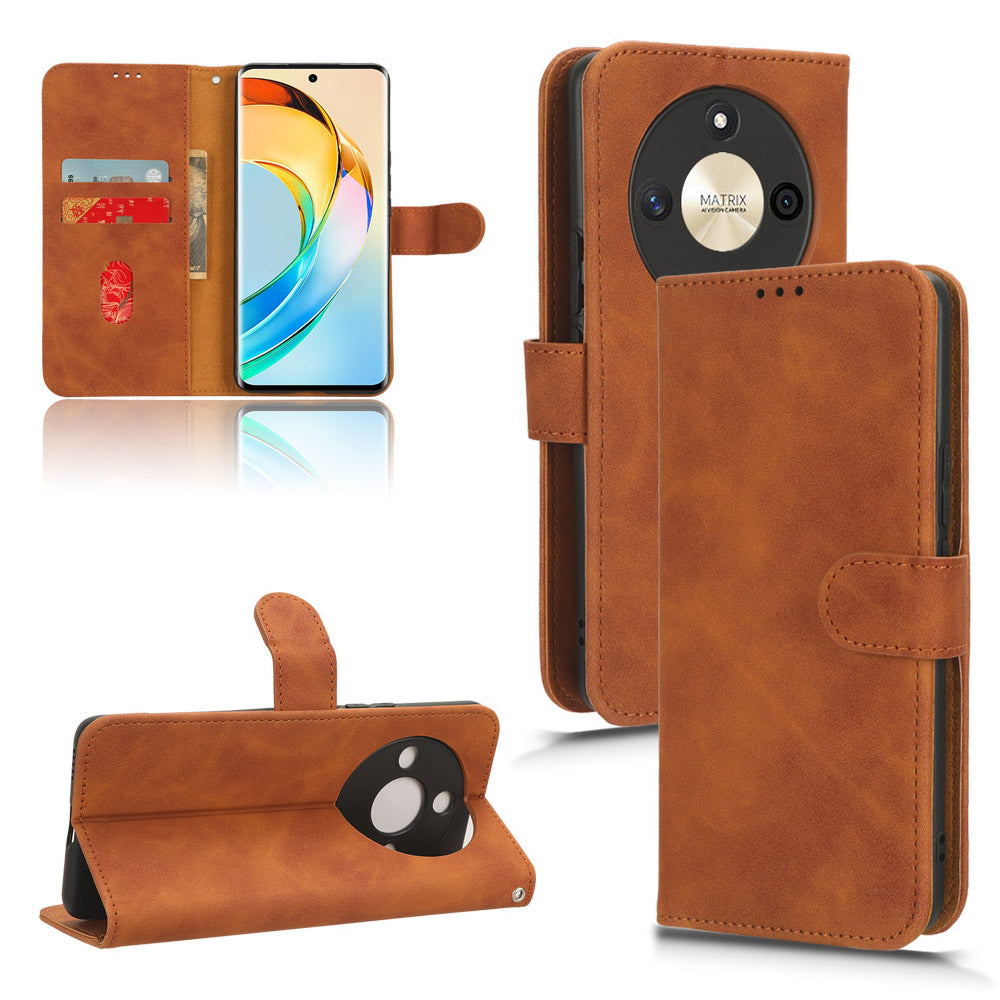 For Honor X50 Shockproof PU Leather Skin-touch Stand Case Wallet Anti-drop Inner TPU Phone Cover