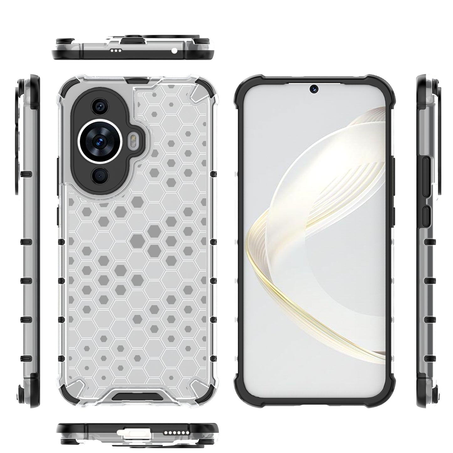 For Huawei nova 11 Anti-drop TPU+PC Phone Case Honeycomb Texture Cell Phone Cover