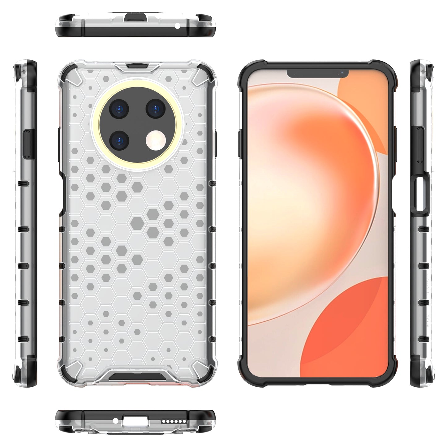 For Huawei nova Y91 4G TPU+PC Protective Phone Case Honeycomb Texture Phone Cover