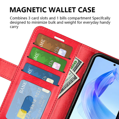 For Honor 90 Lite 5G / X50i 5G Crazy Horse Texture Anti-scratch Phone Wallet Case PU Leather Stand Cover