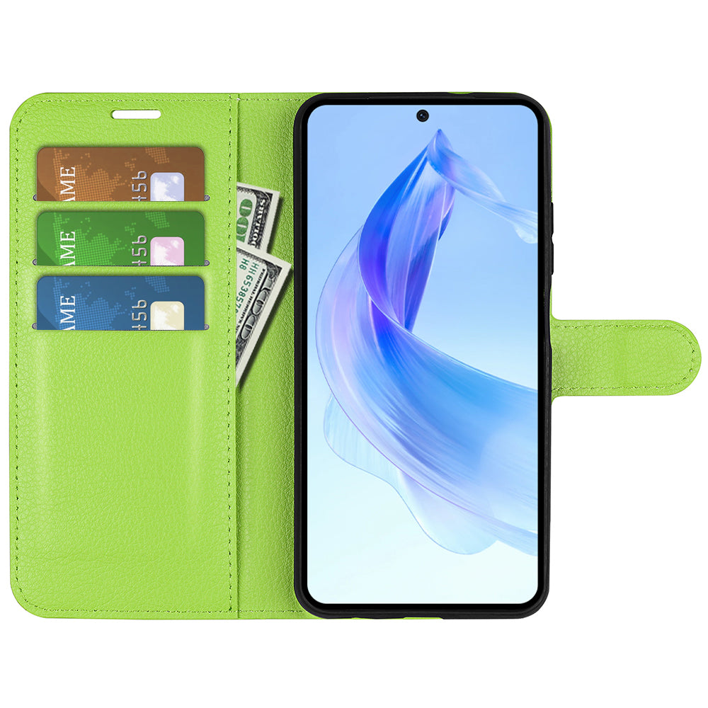 For Honor 90 Lite 5G / X50i 5G Anti-scratch Phone Stand Cover PU Leather Litchi Texture Wallet Case