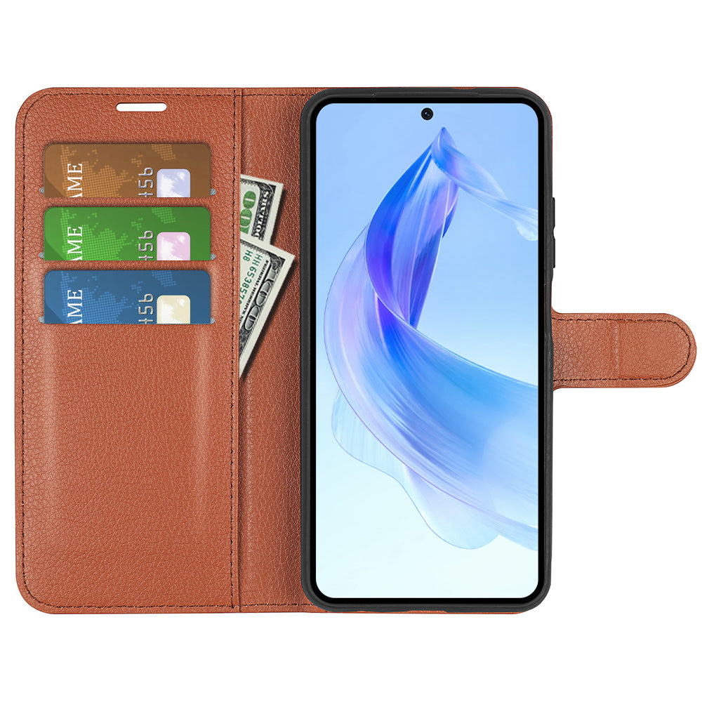 For Honor 90 Lite 5G / X50i 5G Anti-scratch Phone Stand Cover PU Leather Litchi Texture Wallet Case