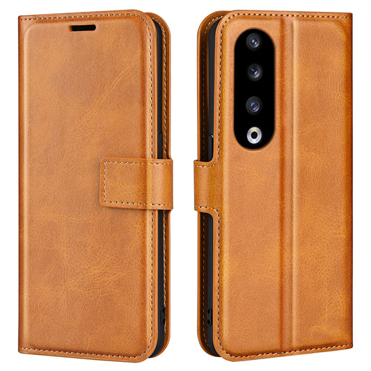 For Honor 90 Pro Scratch Resistant PU Leather Wallet Stand Protective Case Calf Texture Phone Cover