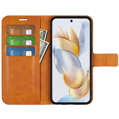 For Honor 90 Pro Scratch Resistant PU Leather Wallet Stand Protective Case Calf Texture Phone Cover