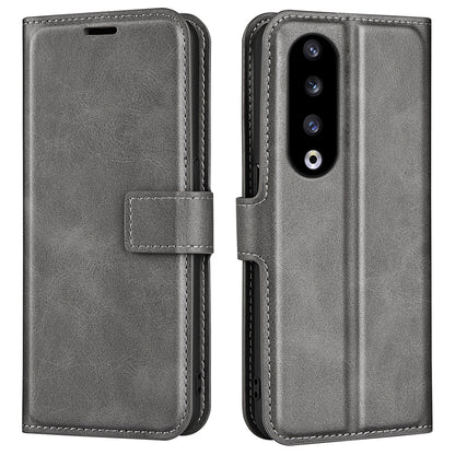 For Honor 90 Pro Scratch Resistant PU Leather Wallet Stand Protective Case Calf Texture Phone Cover