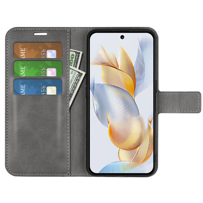 For Honor 90 Pro Scratch Resistant PU Leather Wallet Stand Protective Case Calf Texture Phone Cover