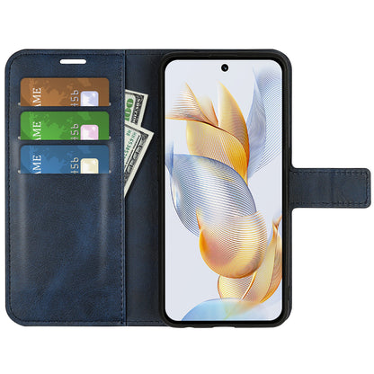For Honor 90 Pro Scratch Resistant PU Leather Wallet Stand Protective Case Calf Texture Phone Cover