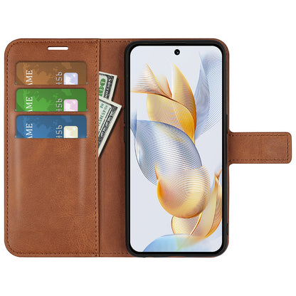 For Honor 90 Pro Scratch Resistant PU Leather Wallet Stand Protective Case Calf Texture Phone Cover