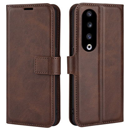 For Honor 90 Pro Scratch Resistant PU Leather Wallet Stand Protective Case Calf Texture Phone Cover