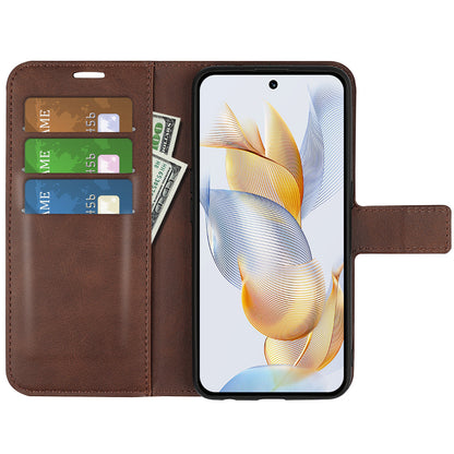 For Honor 90 Pro Scratch Resistant PU Leather Wallet Stand Protective Case Calf Texture Phone Cover