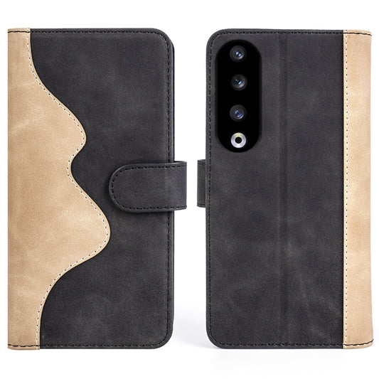 For Honor 90 Pro PU Leather Wallet Phone Cover Dual-color Splicing Anti-drop Stand Case